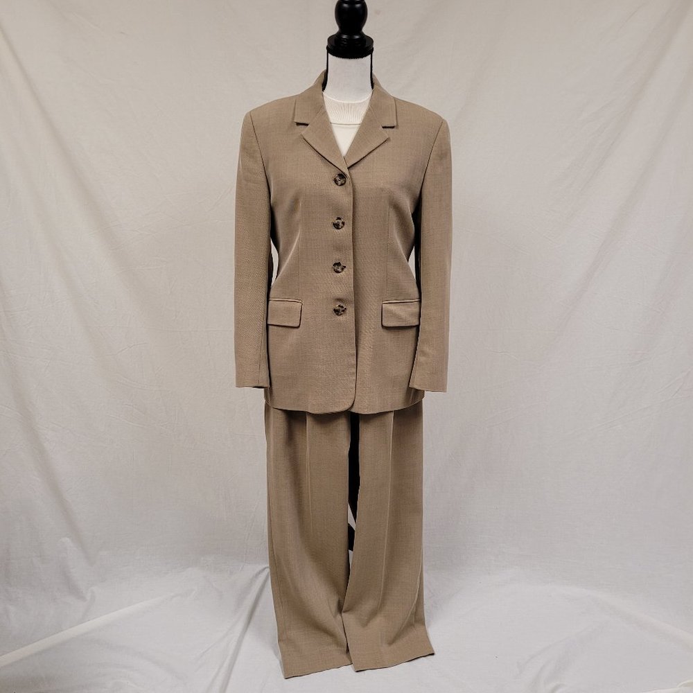 Vintage Ann Freedberg 3-Piece Pantsuit Tan Size 12